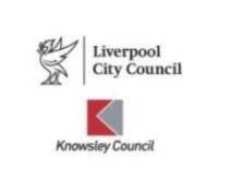 http://Image%20shows%20Liverpool%20City%20Council%20Liver%20bird%20Logo%20with%20grey%20and%20burgundy%20geometric%20Knowlsley%20Council%20logo%20underneath.